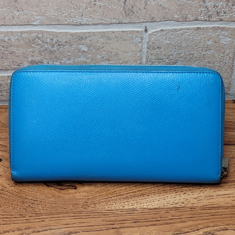 Celine Blue Leather Zippy Wallet - Picture 2 of 11